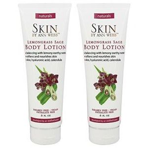 Skin by Ann Webb Lemongrass Sage Body Lotion (Pack of 2) with Aloe, Rosemary Leaf Extract, Chamomile Flower Extract, Lemongrass, Jojoba Seed Oil and Sage, 8 oz111SKIN